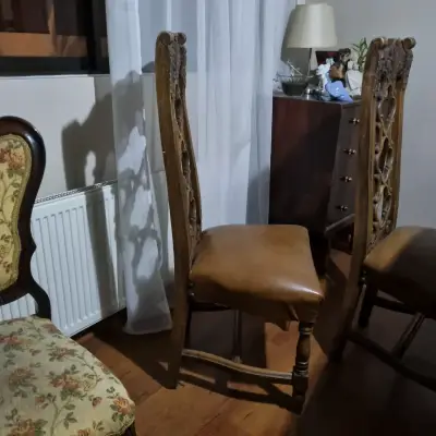 Juego de comedor de madera tallada con sillas - miniatura 2
