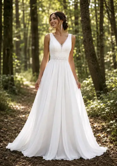 Vestido de novia blanco elegante - miniatura 1