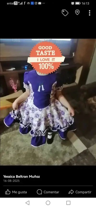 Vestido de Niña Estilo Folclórico Floral - miniatura 1
