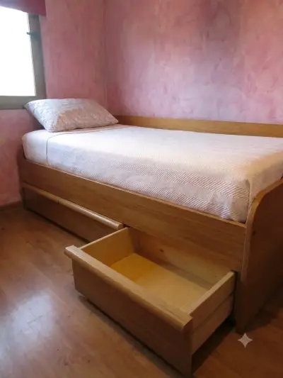 Cama nido de madera con cajones - miniatura 1