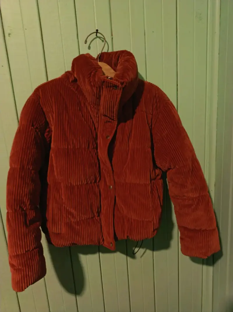 Chaqueta de pana acolchada color terracota - 1