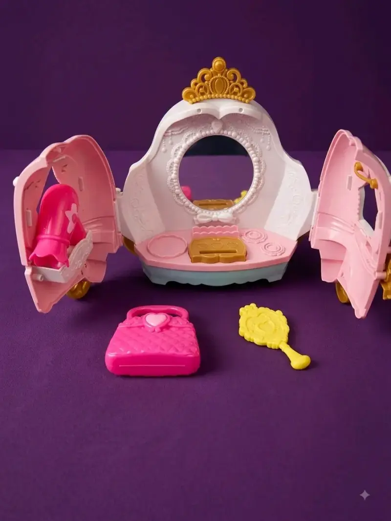 Carroza de juguete rosa con accesorios para niñas - 2