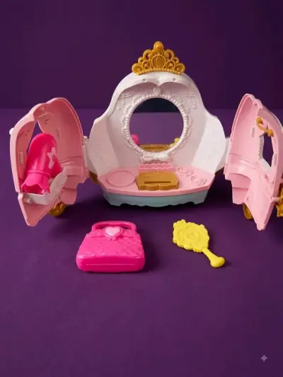Carroza de juguete rosa con accesorios para niñas - miniatura 2