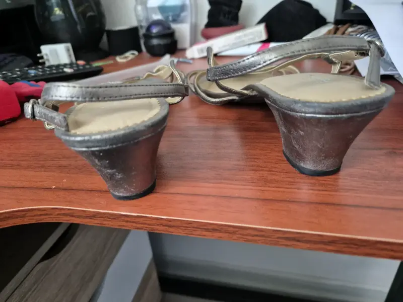 Sandalias de tacón plateadas para mujer - 2