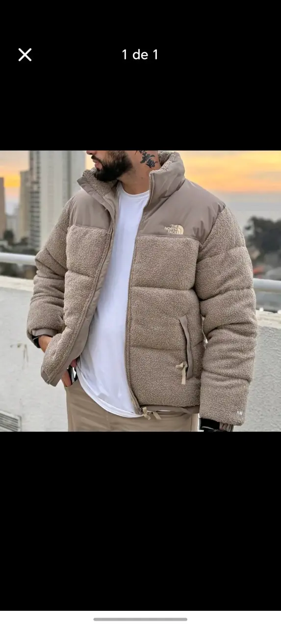 Chaqueta acolchada Teddy beige para hombre - 1
