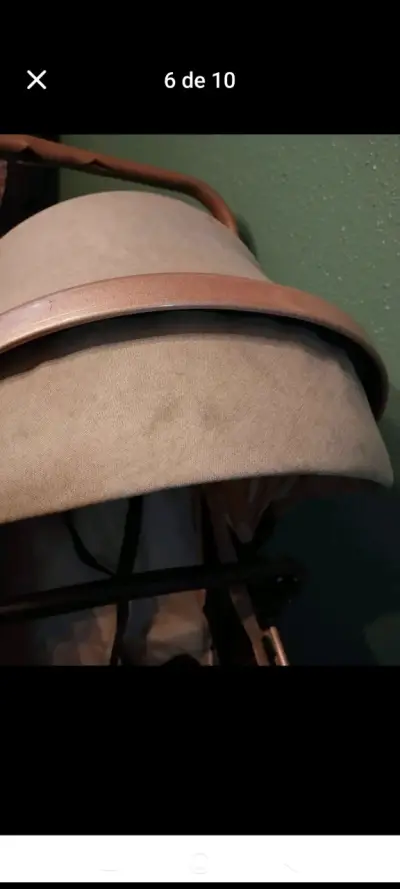 Coche de bebé beige con capota ajustable - miniatura 6