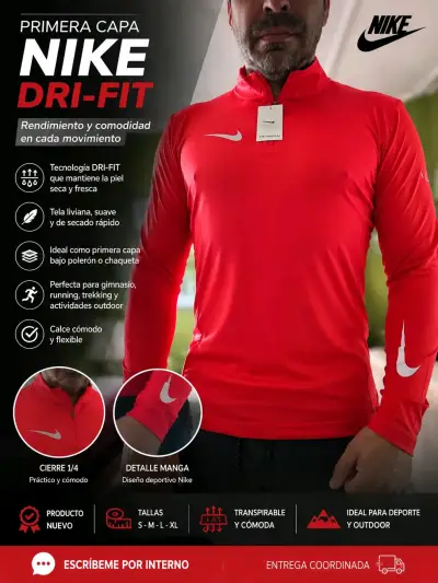 Primera Capa Nike Dri-Fit Roja para Deporte - miniatura 1