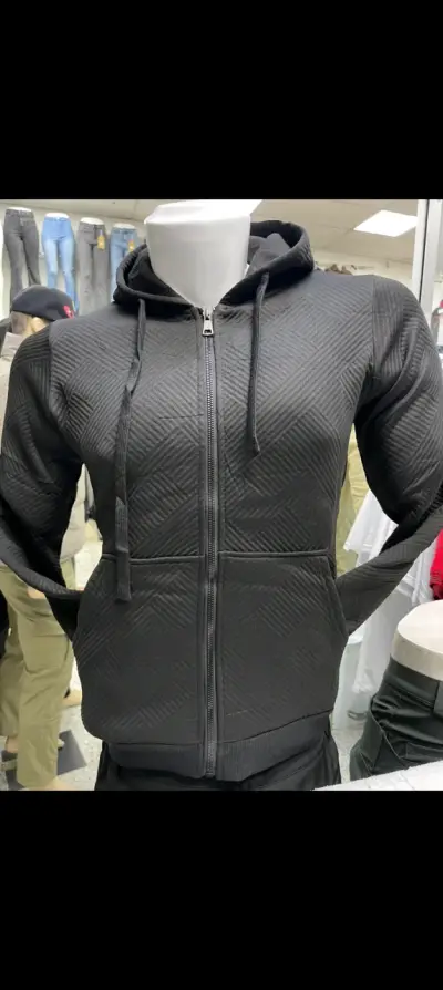 Polerón con capucha unisex negro y beige - miniatura 1