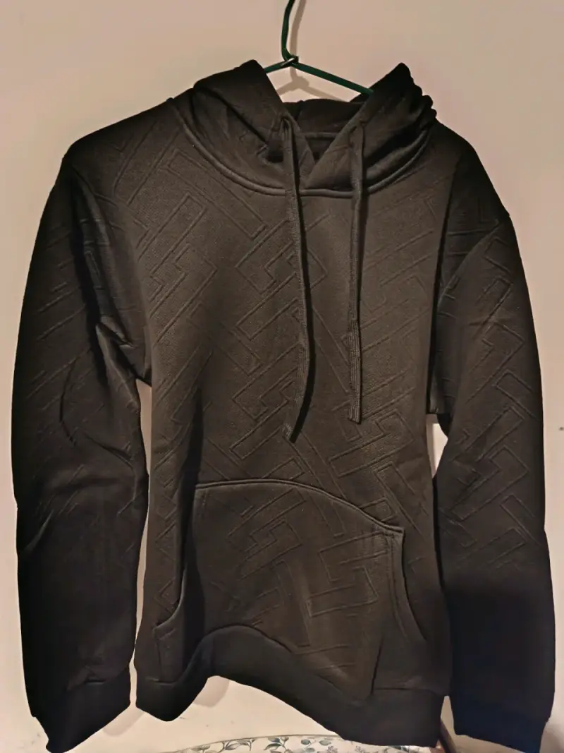 Polerón con capucha unisex negro y beige - 3