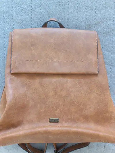 Mochila de cuero marrón Tatienne - miniatura 1