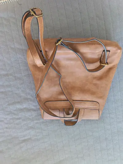 Mochila de cuero marrón Tatienne - miniatura 3