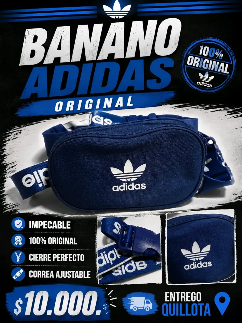 Banano Adidas Original Azul con Correa Ajustable
