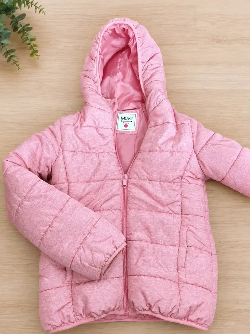 Chaqueta rosada para niña con capucha MUV2