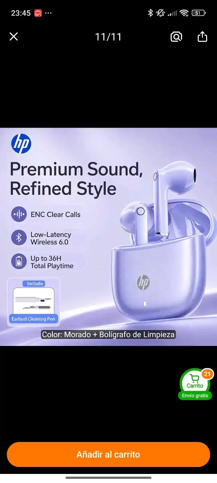 Audífonos Inalámbricos HP Morado