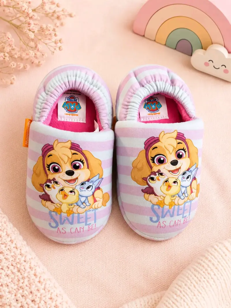 Pantuflas infantiles Paw Patrol rosadas - 1