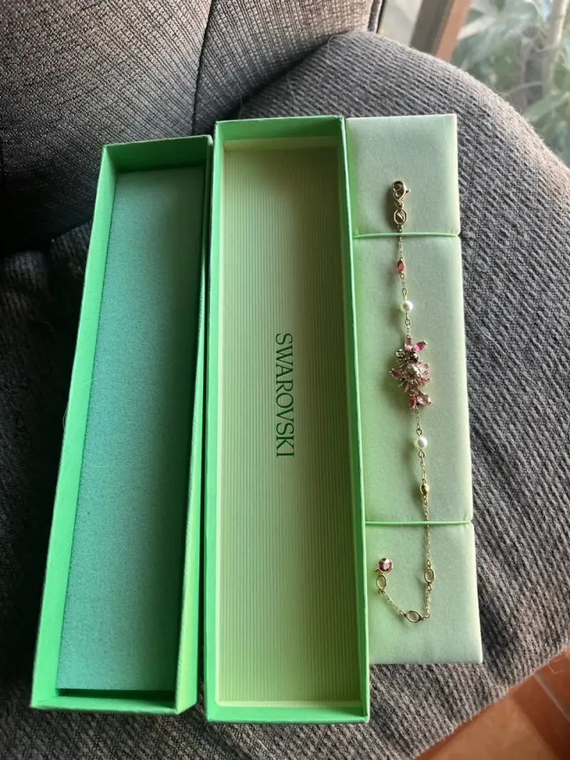 Pulsera Swarovski con cristales rosa, champán