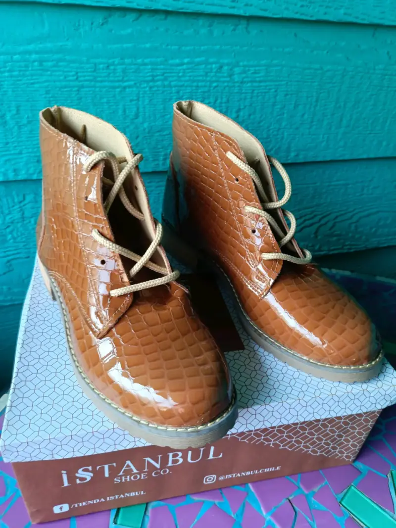 Botines de cuero marrón estilo cocodrilo Istanbul - 2
