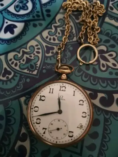 Reloj de Bolsillo Omega Antiguo con Cadena - miniatura 1