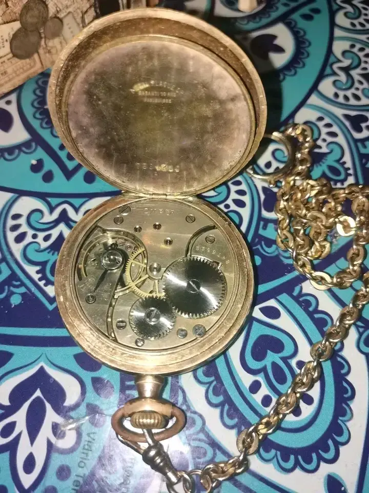 Reloj de Bolsillo Omega Antiguo con Cadena - 5