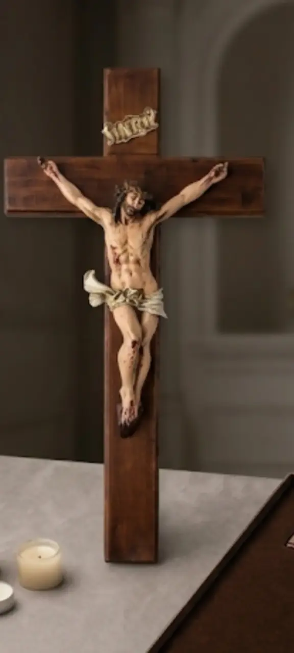 Crucifijo de madera con figura de Cristo - 2