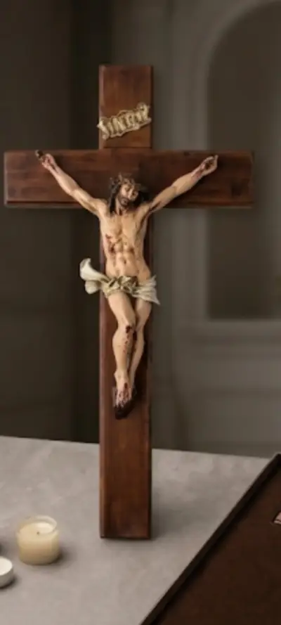 Crucifijo de madera con figura de Cristo - miniatura 2