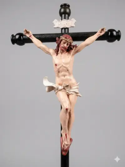 Crucifijo de madera con figura de Cristo - miniatura 4