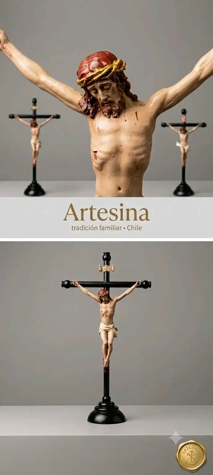 Crucifijo de Resina Artesina con Base - 1