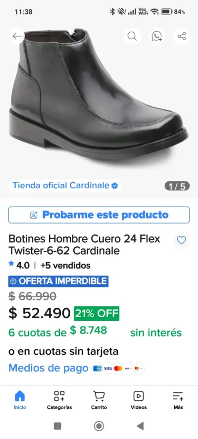 Botines de cuero negro para hombre - miniatura 6