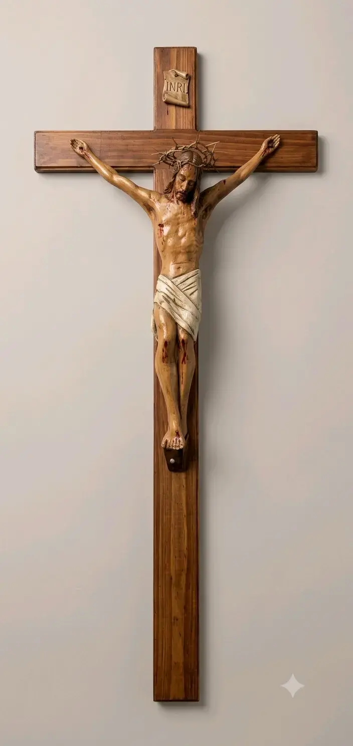 Crucifijo de Madera con Cristo Tallado - 1