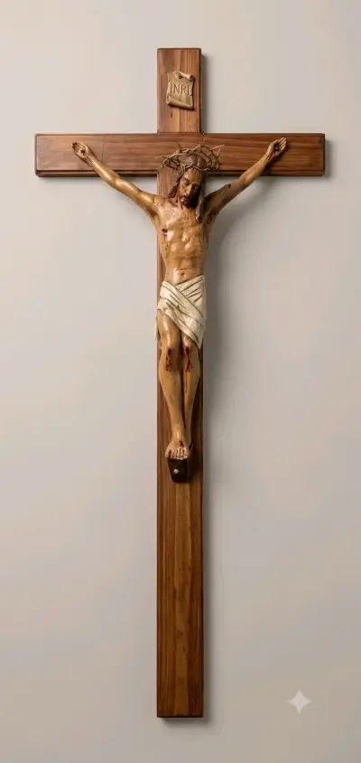 Crucifijo de Madera con Cristo Tallado - miniatura 1