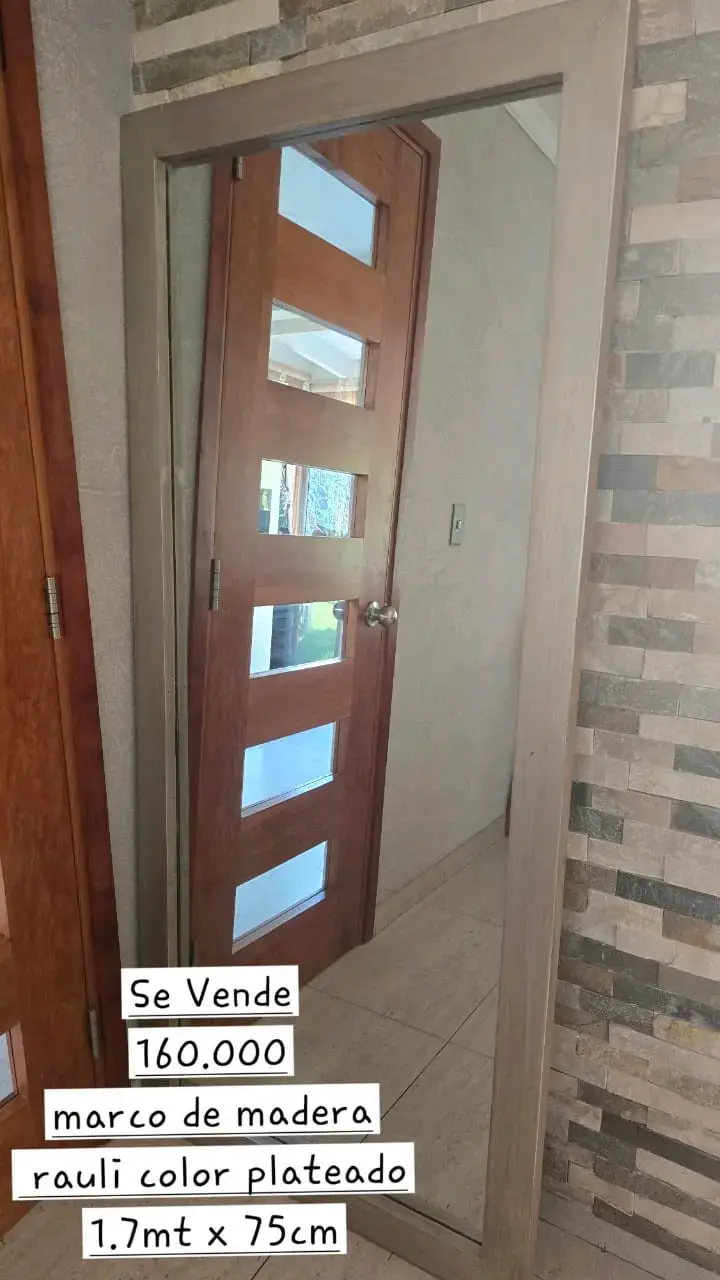 Espejo con marco de madera raulí plateado