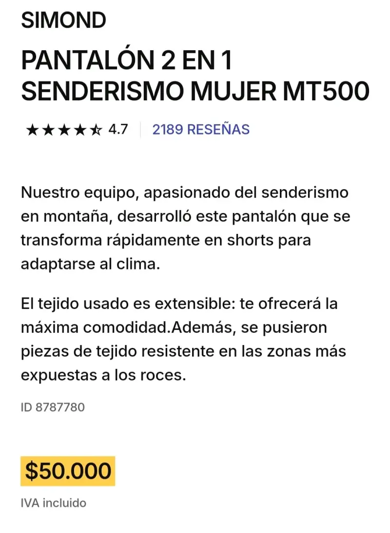 Pantalón 2 en 1 Senderismo Mujer Simond MT500 - 4