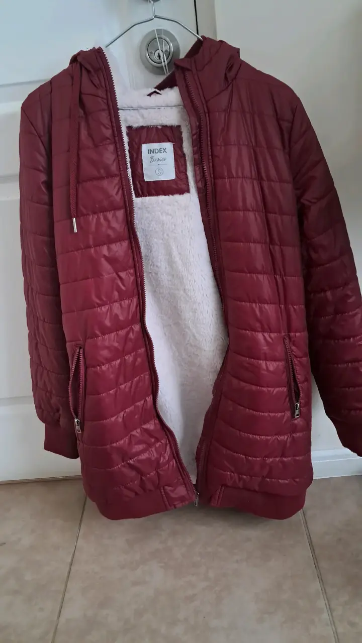 Chaqueta acolchada burdeos con capucha Index Basics - 1
