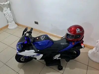 Moto eléctrica infantil azul con luces LED - miniatura 6
