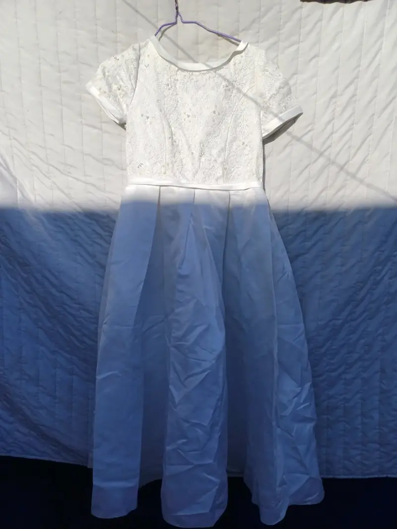 Vestido de comunión blanco con encaje - 1
