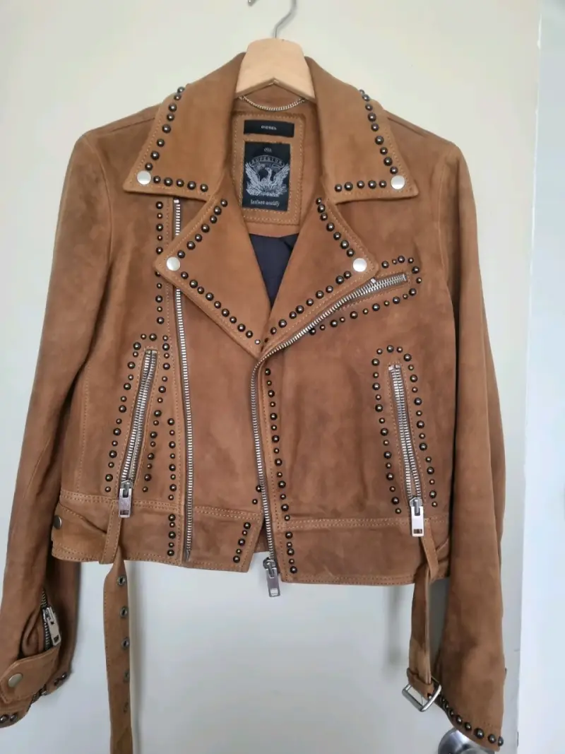 Chaqueta de cuero marrón con tachas Diesel - 2