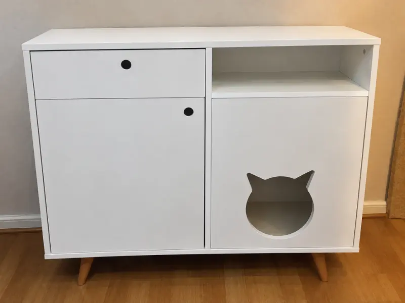 Mueble organizador blanco para gatos - 1