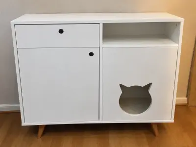 Mueble organizador blanco para gatos - miniatura 1