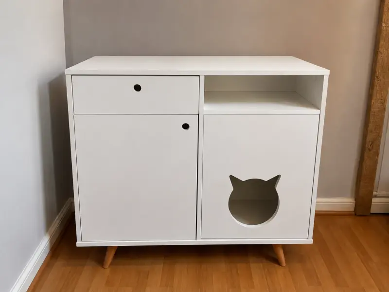 Mueble organizador blanco para gatos - 2