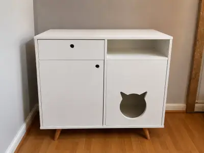 Mueble organizador blanco para gatos - miniatura 2