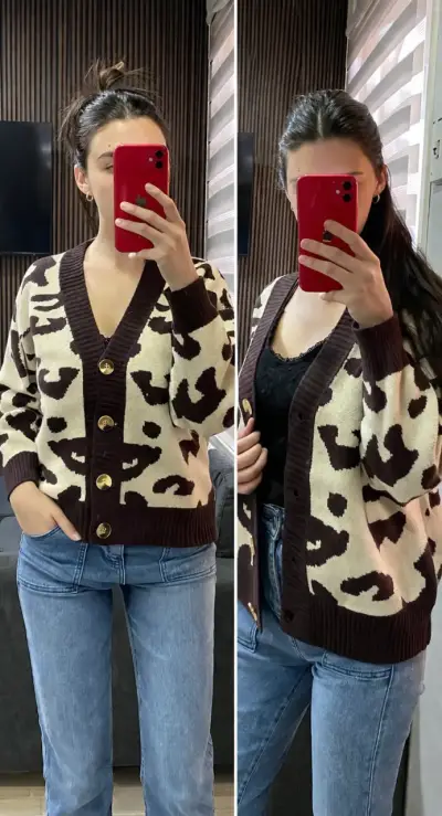 Sweter de lana con estampado animal print - miniatura 1