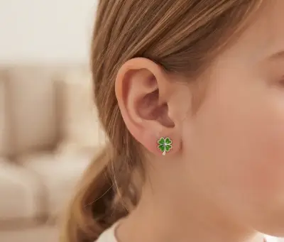 Aros trébol de cuatro hojas en plata - miniatura 1