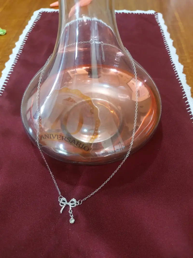 Collar de plata con dije de lazo elegante