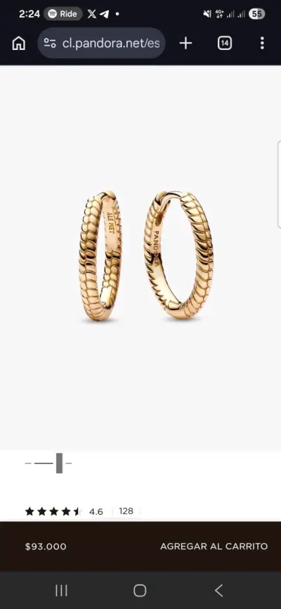 Aretes de Aro Pandora Moments Oro 14k - miniatura 1