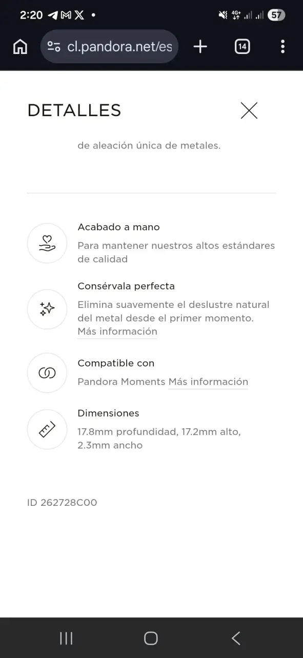 Aretes de Aro Pandora Moments Oro 14k - 2