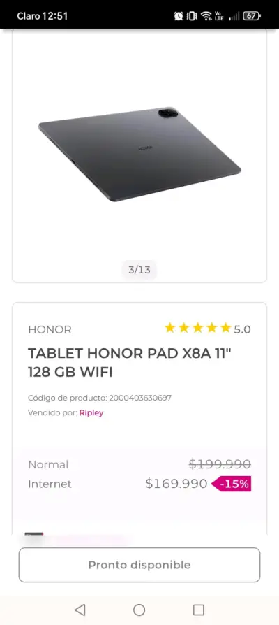 Tablet Honor Pad X8A 11 pulgadas 128 GB WiFi - miniatura 1