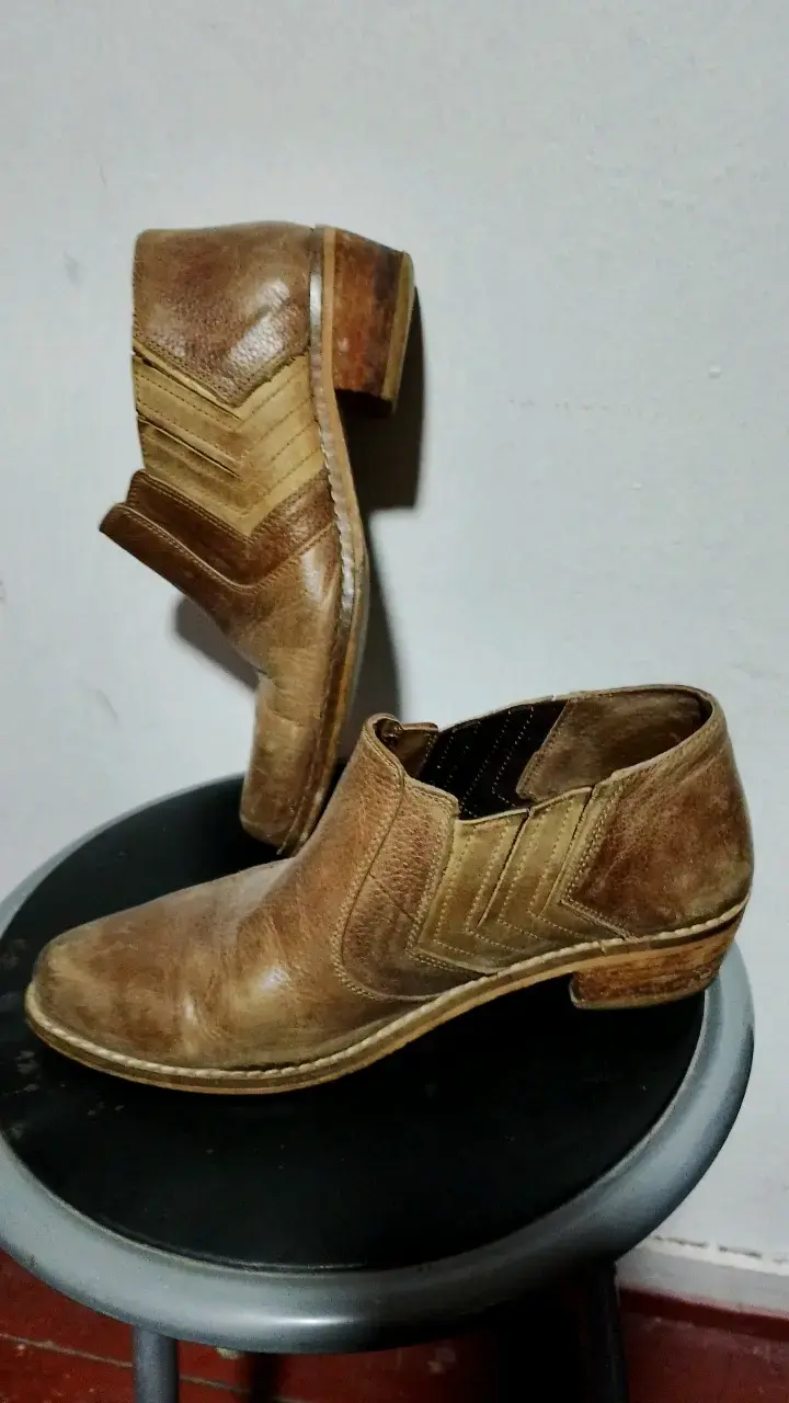 Botines de cuero marrón para mujer numero 35
