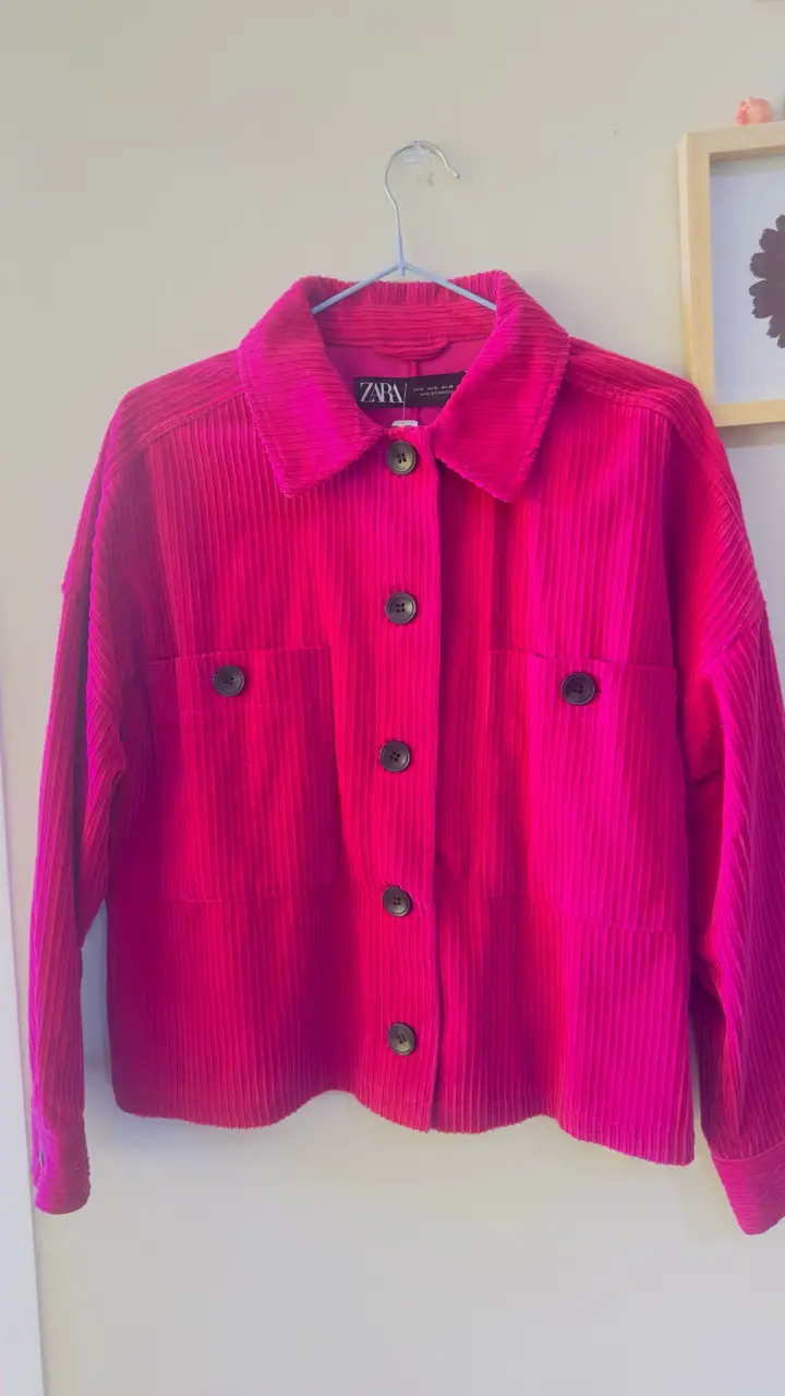 Chaqueta de pana fucsia Zara - 1