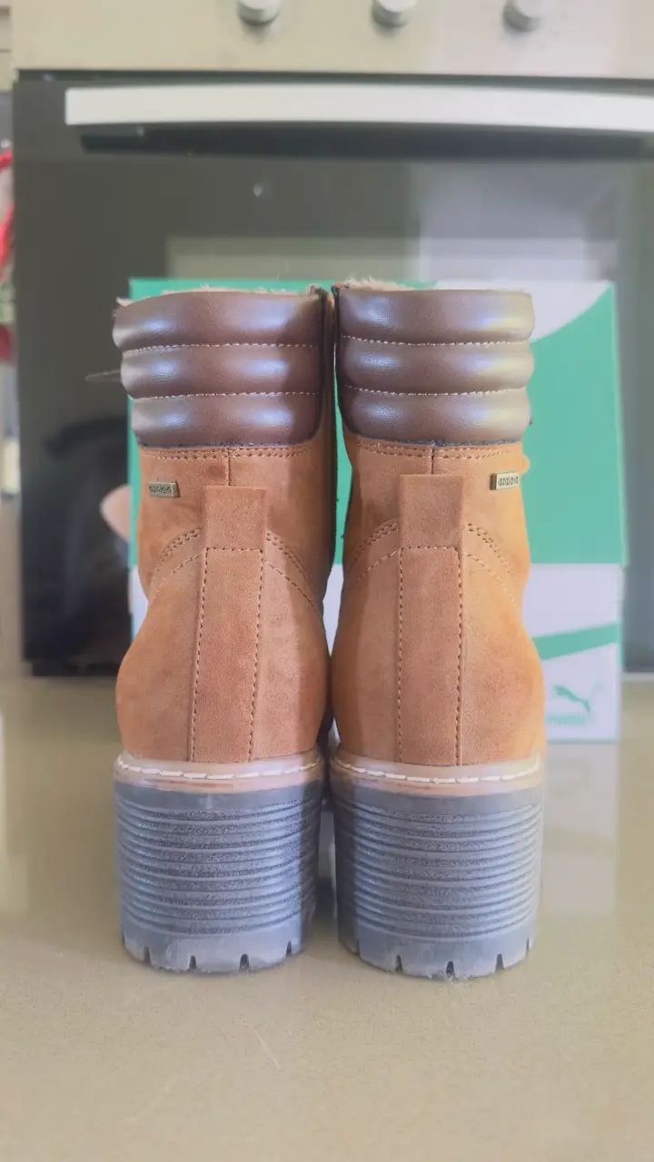 Botines de cuero camel con cierre lateral Azaleia - 2