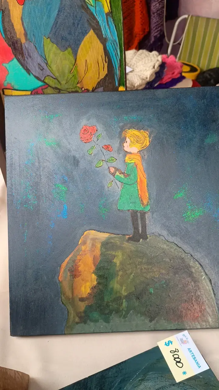 Cuadro artesanal del Principito pintado a mano